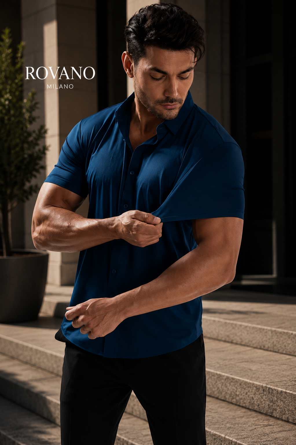 Knitterfreies Stretch-Hemd /Kurzarm für Herren