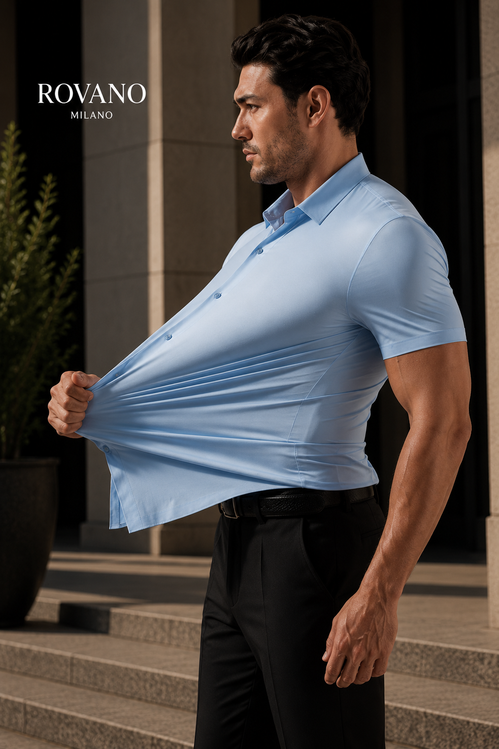 Knitterfreies Stretch-Hemd /Kurzarm für Herren