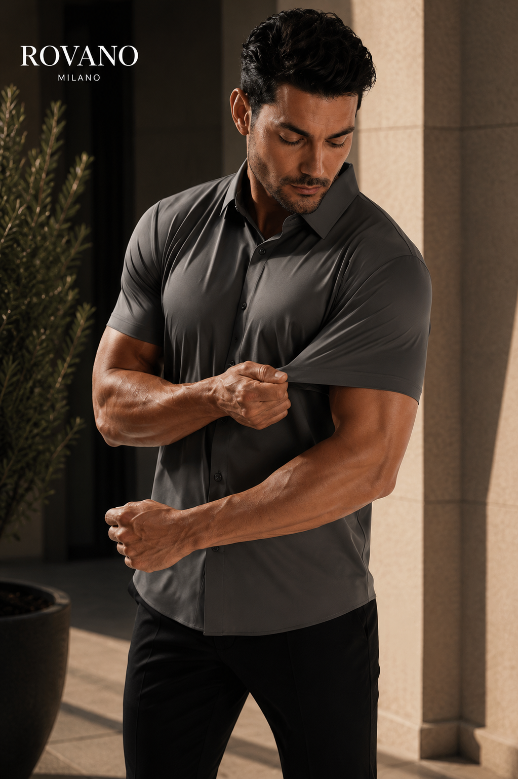 Knitterfreies Stretch-Hemd /Kurzarm für Herren