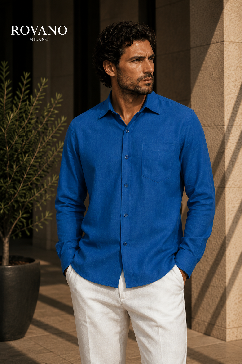 Blaues Leinenhemd Herren - Denim Blue