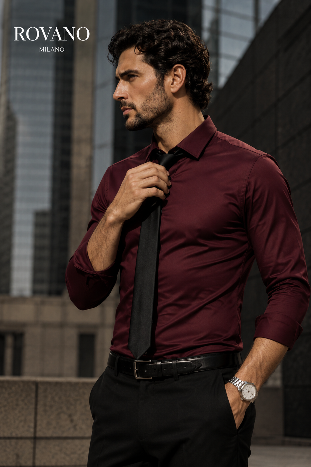 Rovano Knitterfreies Stretch-Hemd für Herren