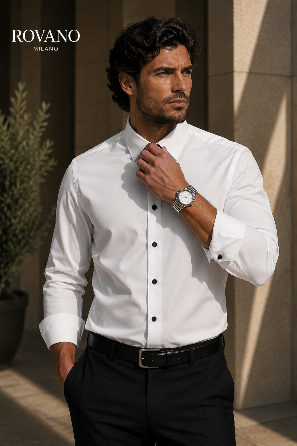 Rovano Knitterfreies Stretch-Hemd für Herren