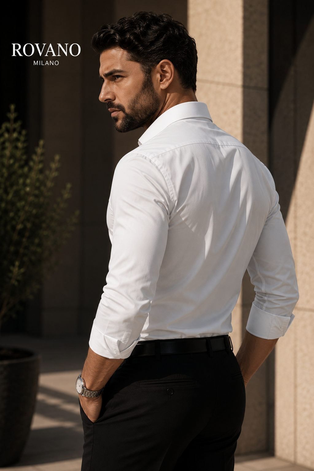 Rovano Knitterfreies Stretch-Hemd für Herren