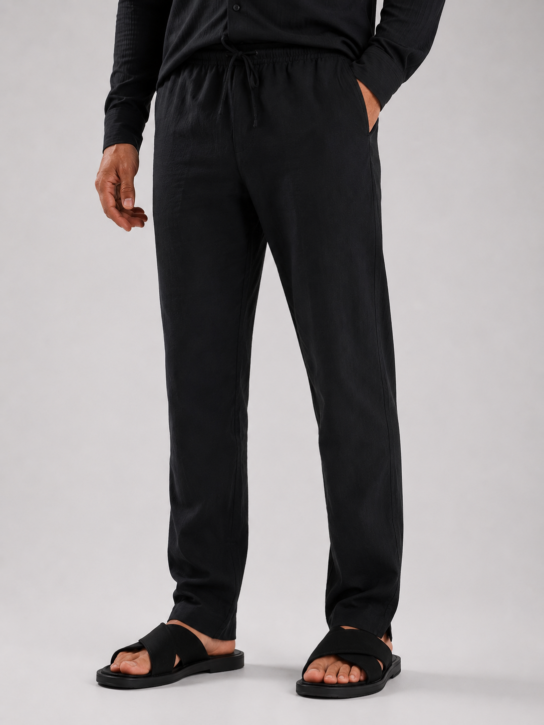 ROVANO Schwarze Leinenhose Herren