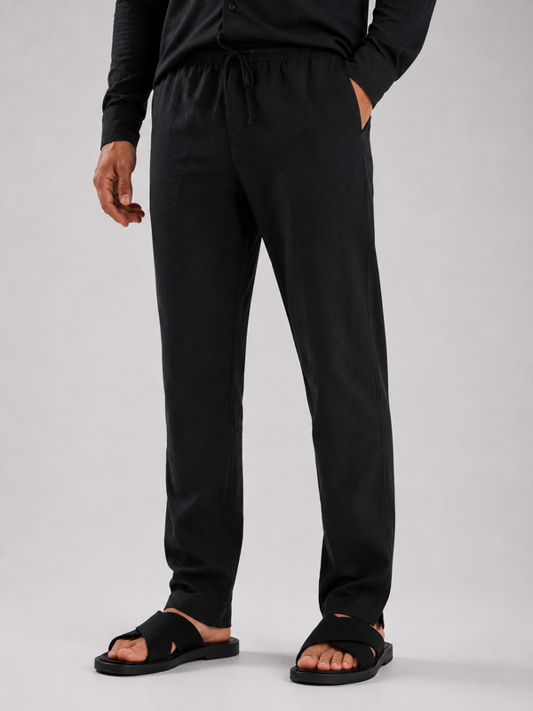 ROVANO Schwarze Leinenhose Herren