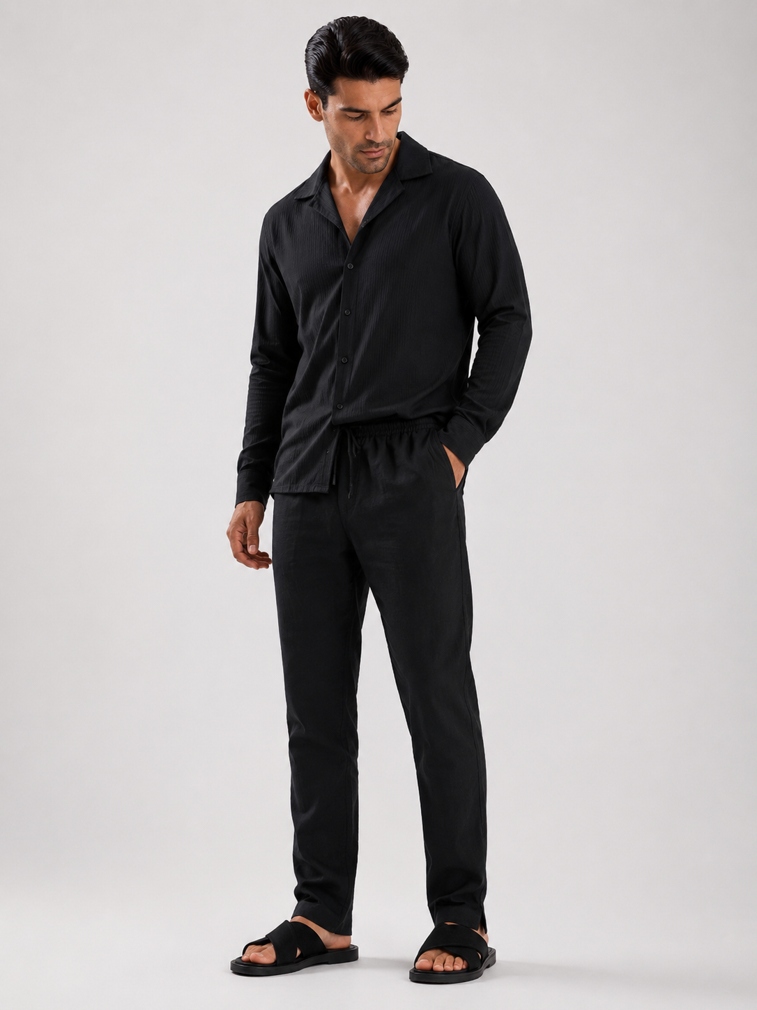 ROVANO Schwarze Leinenhose Herren
