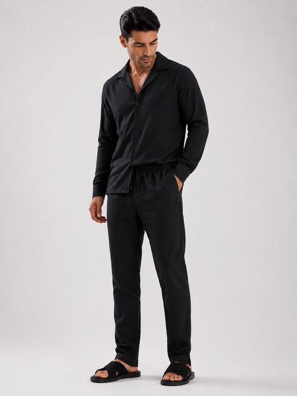 ROVANO Schwarze Leinenhose Herren