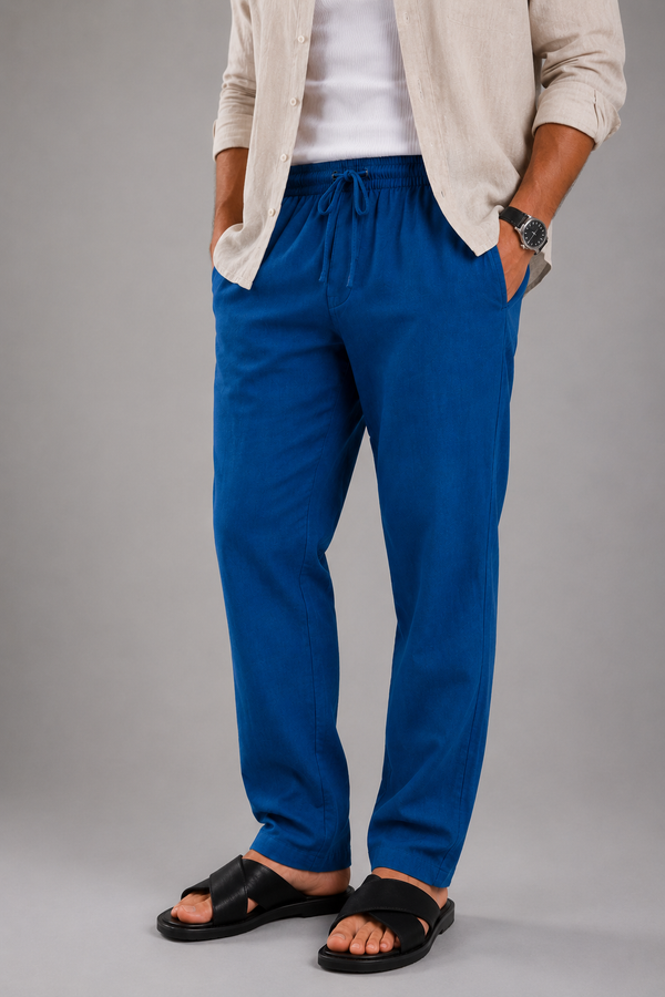 ROVANO Blaue Leinenhose Herren - Denim Blue