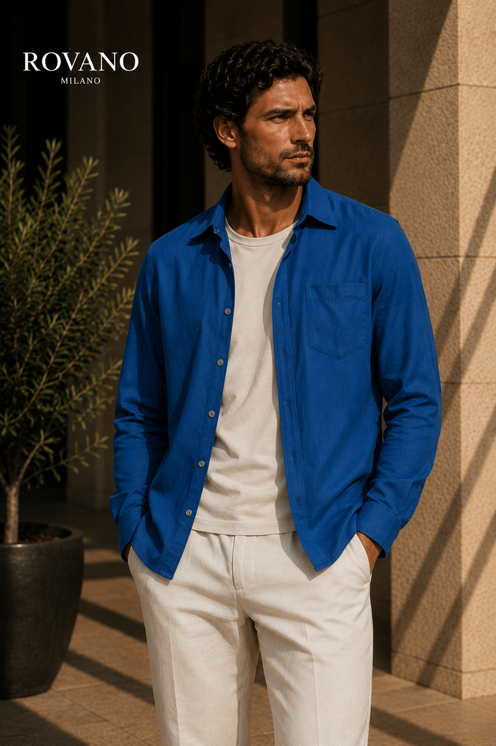 Blaues Leinenhemd Herren - Denim Blue